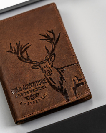 Duży, pionowy portfel męski ze skóry naturalnej - Peterson