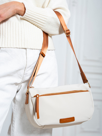 Torebka nylonowa brązowo-beżowa z paskiem na ramię - Peterson