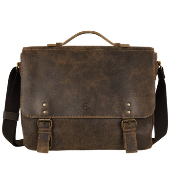 Torba męska Canaletto vintage z brązowej skóry naturalnej 14 cali