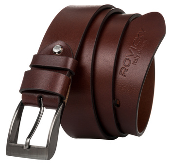Szeroki, uniwersalny pasek męski ze skóry naturalnej licowej - Rovicky 100