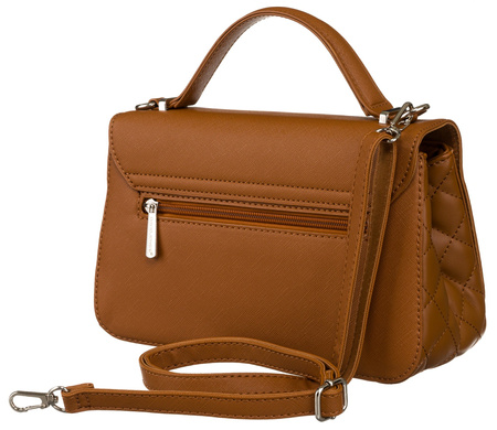 Torebka crossbody brązowa z klapką i srebrnymi okucami - David Jones