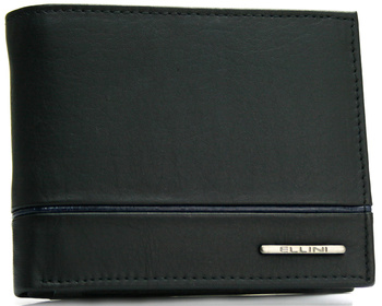 Skórzany portfel męski RFID Ellini czarno - granatowy