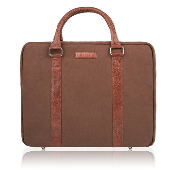 Torba męska na ramię lub do ręki wegaska do pracy na laptopa brązowa Paolo Peruzzi E-14-BR