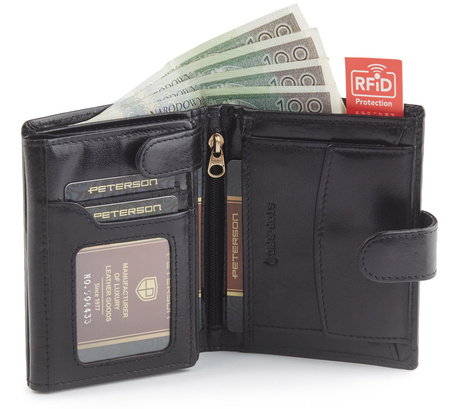 Portfel męski skórzany z zapięciem Peterson - elegancja i funkcjonalność