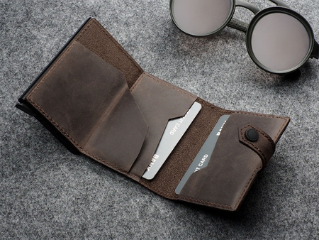 Portfel HIKER wykonany z polerowanej i woskowanej skóry Hunter brązowy