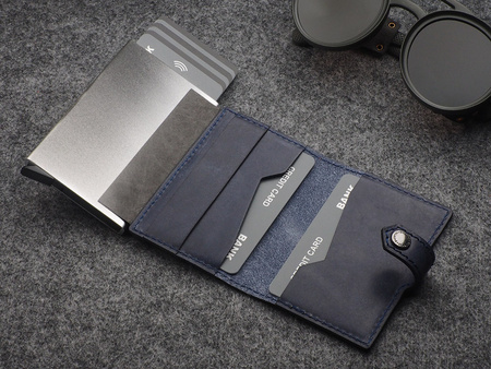 Portfel EASY WALLET wykonany z garbowanej skóry Nomad granatowy