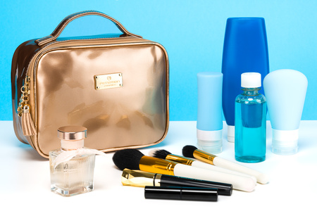 Kosmetyczka podróżna złota z uchwytem - Peterson