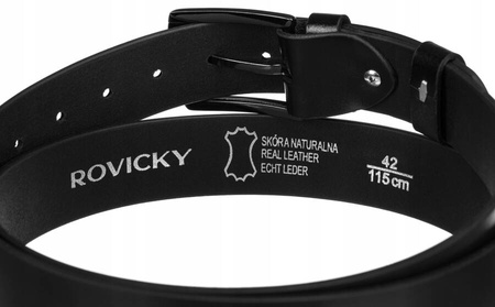 Skórzany pasek męski z klasyczną klamrą - Rovicky 105