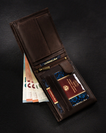 Portfel skórzany męski z tłoczeniem Peterson - duży, elegancki design