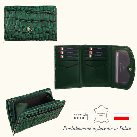 Portfel damski skórzany krokodyli Canaletto z RFID – elegancja i bezpieczeństwo