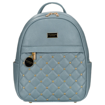 Plecak damski niebieski z pikowaniem i złotymi detalami Peterson