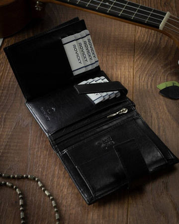Portfel męski RFID z naturalnej skóry - 4U Cavaldi, czarny