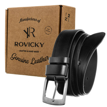 Skórzany pasek męski do garnituru klamra - Rovicky 105