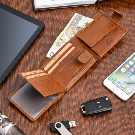 Portfel męski skórzany Bellugio - koniakowy