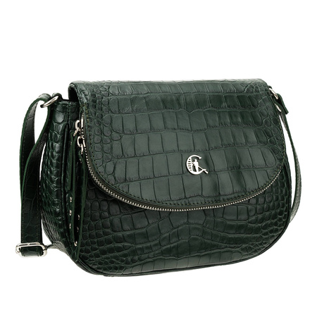 Torebka listonoszka Canaletto - elegancka skóra krokodyla w zieleni