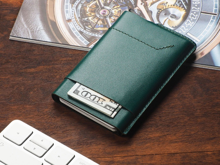 Portfel GOBI wykonany z miękkiej skóry Italia zielony