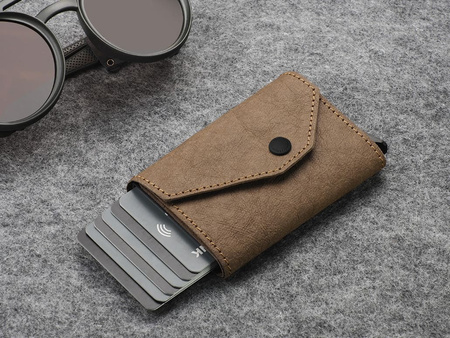 Portfel PORTER Go wykonany z wodoodpornego papieru Wash Paper brązowy