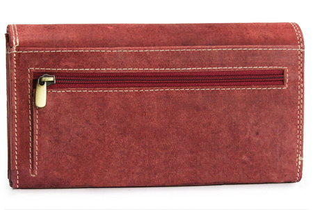 Portfel damski skóra nubuk Wild Tiger - czerwony
