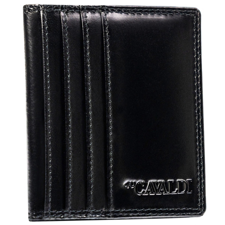 Skórzane, czarne etui na karty bez zapięcia z systemem RFID - 4U Cavaldi