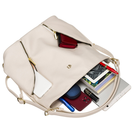 Torebka shopper damska beżowa z kieszonkami Rovicky - elegancja i funkcjonalność