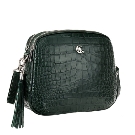 Listonoszka skórzana Canaletto w zielonym kolorze z tłoczeniem krokodyla
