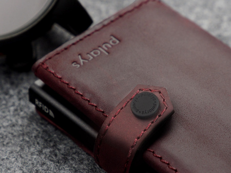 Portfel HIKER wykonany z polerowanej i woskowanej skóry Hunter wiśniowy