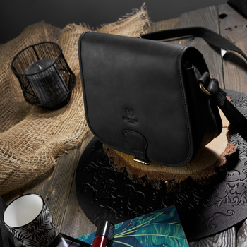 Torebka skórzana damska Paolo Peruzzi T-39-BL czarna vintage