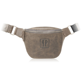 Nerka damska skórzana vintage szara Paolo Peruzzi T-97-HGRE