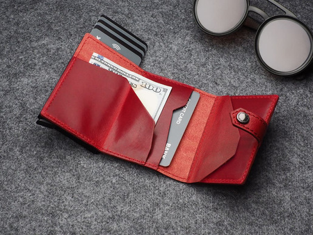 Portfel HIKER Go wykonany z roślinnie garbowanej skóry Nomad czerwony