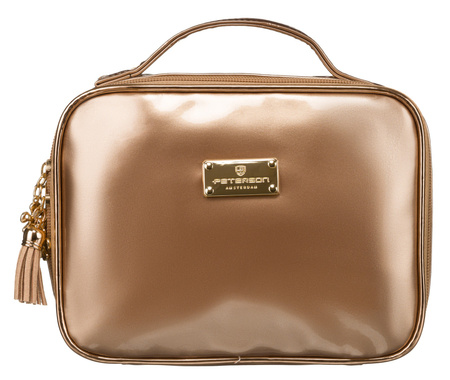Kosmetyczka podróżna złota z uchwytem - Peterson