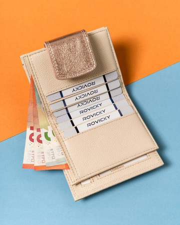 Mały portfel damski na zatrzask i bigiel z błyszczącej skóry naturalnej - Lorenti