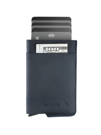 Portfel GOBI wykonany ze woskowanej skóry Hunter granatowy