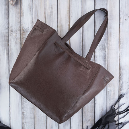 Torba shopper skórzana brązowa Paolo Peruzzi IN-64-BR na ramię