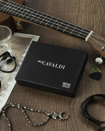 Portfel męski RFID z naturalnej skóry - 4U Cavaldi, czarny