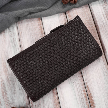 Duy portfel damski ciemnobrązowy handmade z ochroną RFID Paolo Peruzzi AY-08-BR