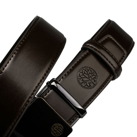 Skórzany pasek męski ELITE ciemny-braz 115-cm