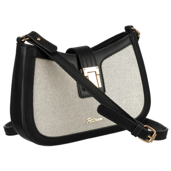 Listonoszka damska beżowa z skóry naturalnej i płótna canvas - Peterson