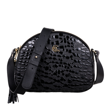 Torebka Canaletto - elegancka czarna skórzana listonoszka z efektem kropli