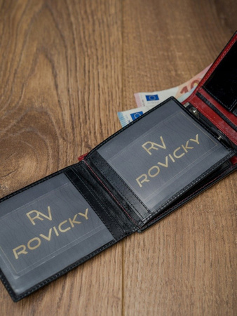 Poziomy, dwukolorowy portfel ze skóry naturalnej, ochrona RFID - Rovicky
