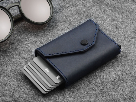 Portfel PORTER Go wykonany z woskowanej skóry Hunter granatowy