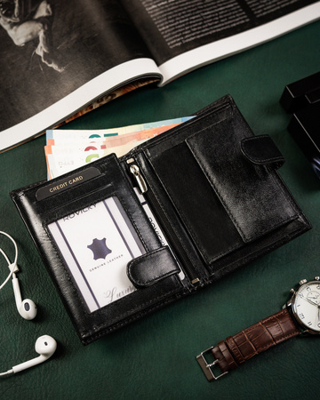 Portfel męski skórzany z zatrzaskiem Rovicky - elegancja i funkcjonalność