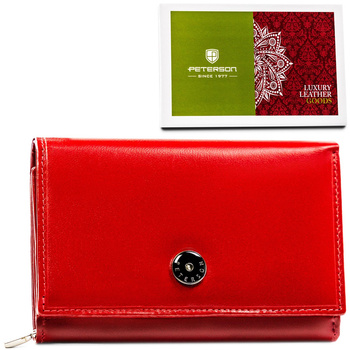 Stylowy czerwony portfel na karty RFID - Peterson