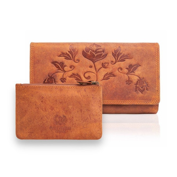 Zestaw prezentowy dla niej portfel damski skórzany T-05-OR i etui T-51-OR