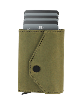 Portfel PORTER Go wykonany z woskowanej skóry Hunter oliwkowy