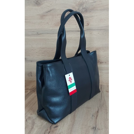 Torba skórzana na ramię Vera Pelle XL Czarne Włoska Elegancja