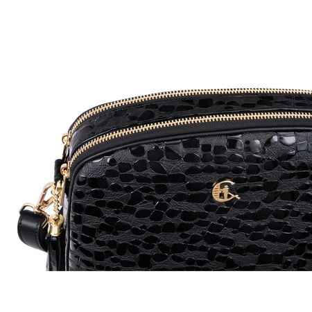 Listonoszka Canaletto z naturalnej skóry w krople i złotymi detalami