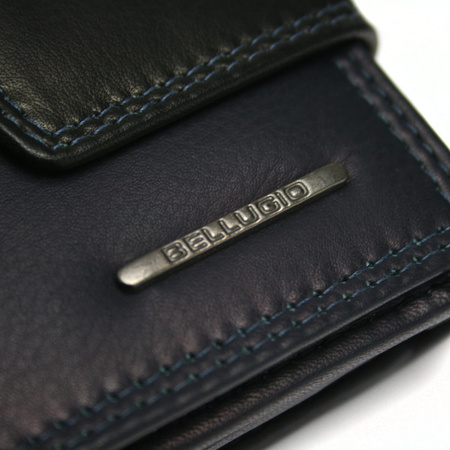 Skórzany portfel damski Bellugio - granatowo-czarny