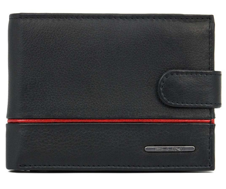 Skórzany portfel męski z RFID Ellini - czarno-czerwony