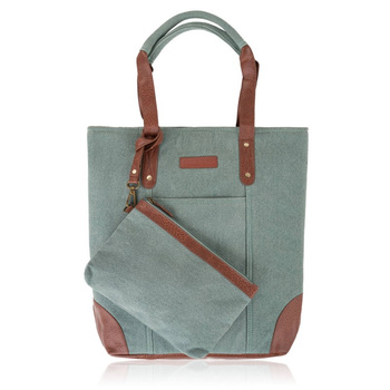 Torebka damska shopper dua na ramię z dodatkową kosmetyczką wegaska Paolo Peruzzi E-23-BU