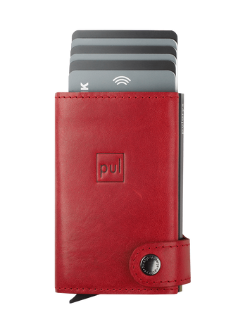 Portfel SOLO wykonany z roślinnie garbowanej skóry Nomad czerwony